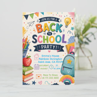 Invitation Retour à l'école Fête de classe amusante