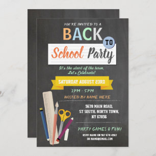 Invitation Retour À L'École Fête Enseignant Chalkboard Fun In