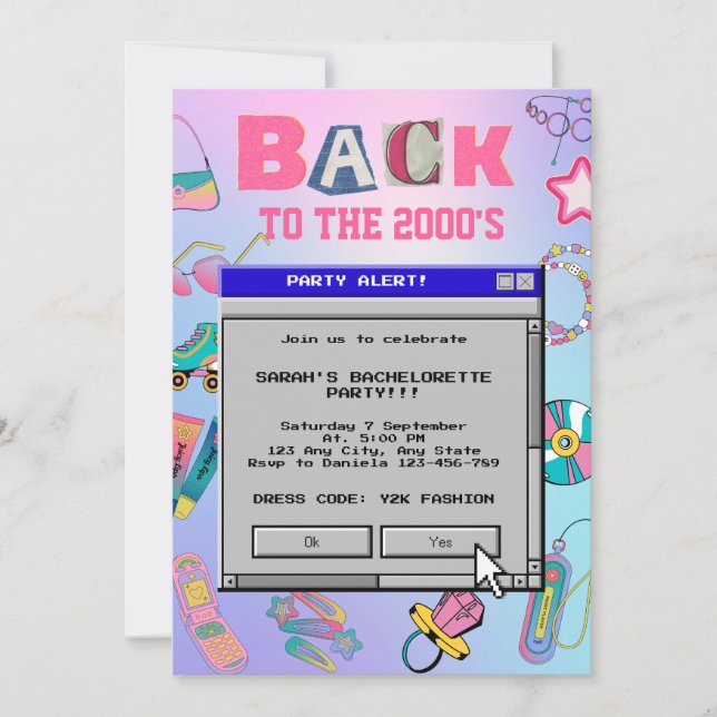 Invitation Retour aux années 2000, soirée Y2K pour l'enterrem (Devant)