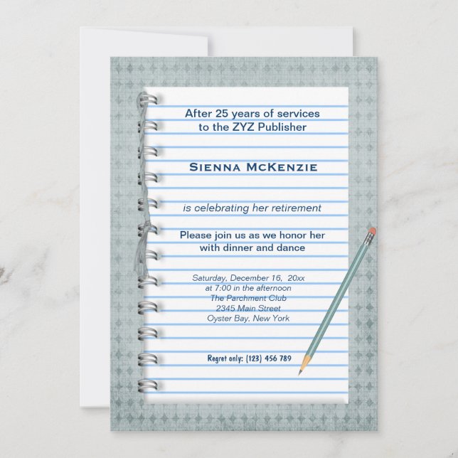 Invitation Retrait des notes de bloc (Devant)