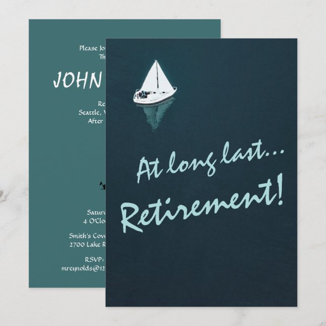 Invitation Retraite - Bateau à voile sur eaux tranquilles - (Devant / Derrière)