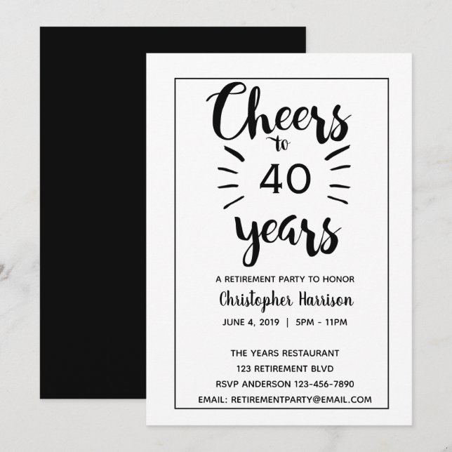 Invitation Retraite blanche et noire (Devant / Derrière)