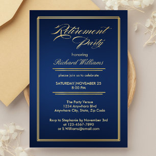 Invitation Retraite classique de la marine bleu or parti