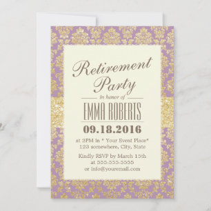Invitation Retraite Classy Gold & Violet Damask