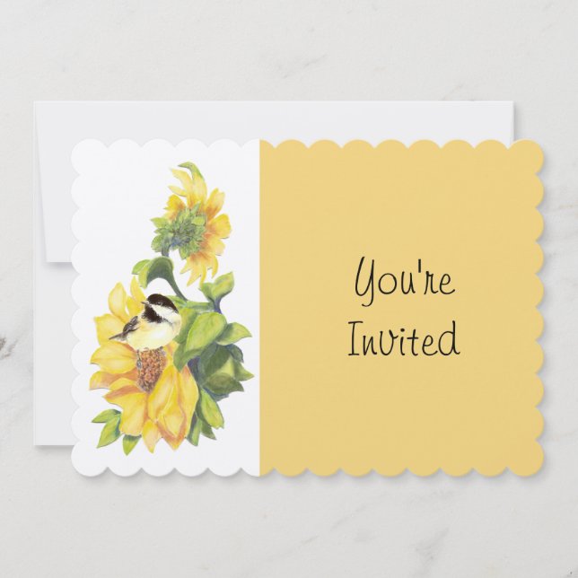 Invitation Retraite d'anniversaire Chickadee Tournesol art (Devant)