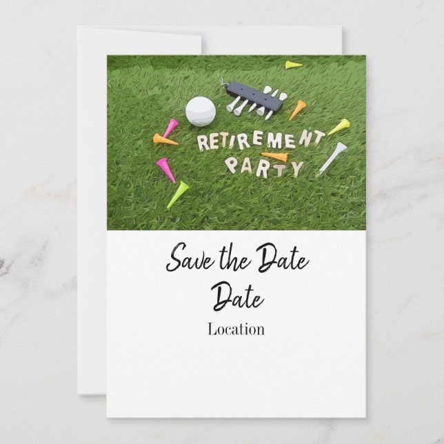 Invitation Retraite de golf sauvez la date avec des tee - shi (Devant)