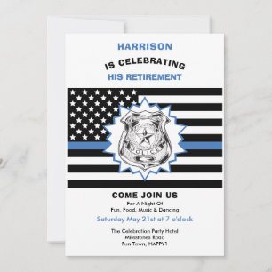 Invitation Retraite de la police Fête de la Ligne Bleue Mince