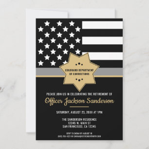 Invitation Retraite de l'agent correctionnel Ligne mince Silv