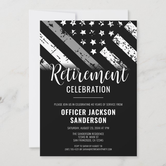 Invitation Retraite de l'agent correctionnel Ligne mince Silv (Devant)