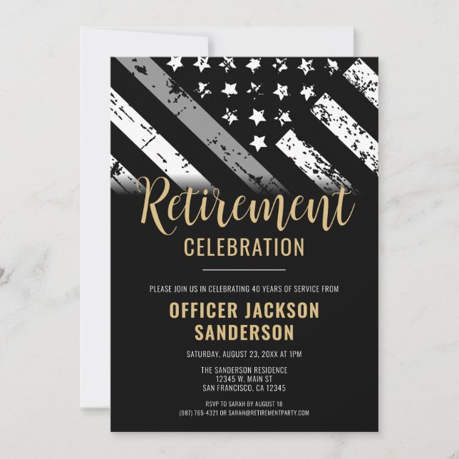 Invitation Retraite de l'agent correctionnel Ligne mince Silv (Devant)