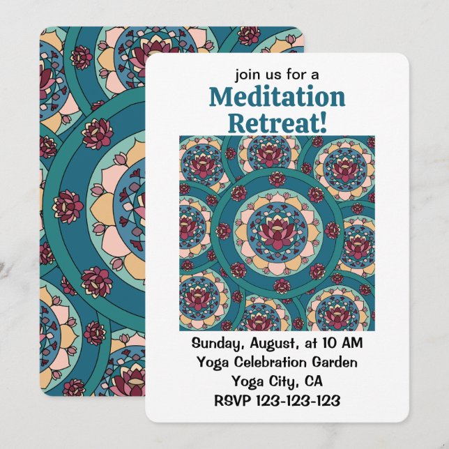 Invitation Retraite de méditation de la fleur de lotus Mandal (Devant / Derrière)