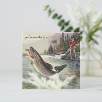 Invitation Retraite de pêche de la truite arc-en-ciel vintage