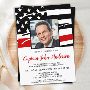 Invitation Retraite de pompier Partie photo personnalisée