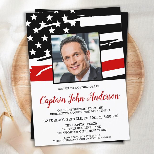 Invitation Retraite de pompier Partie photo personnalisée (Créateur téléchargé)