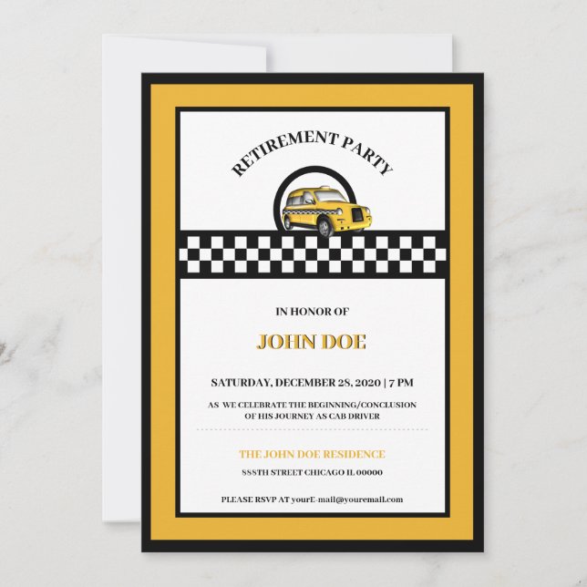 Invitation Retraite des chauffeurs de taxi jaunes (Devant)