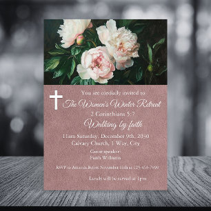 Invitation Retraite d'hiver pour femmes Fleurs roses Église