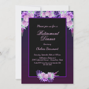 Invitation Retraite Dîner Floral Noir et Violet
