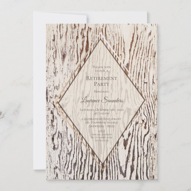 Invitation Retraite du grain de bois rustique (Devant)
