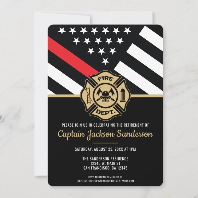 Invitation Retraite d'un pompier Sapeur-pompier Caserne de po (Devant)