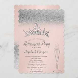Invitation Retraite en verre Tiara Parties scintillant en arg