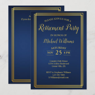Invitation Retraite Entreprise Élégant Bleu Or