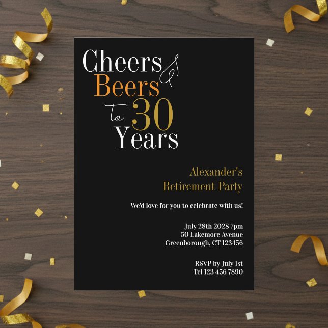 Invitation Retraite fête 30 ans Cheers et bières (Créateur téléchargé)