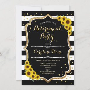 Invitation Retraite - Fleurs de soleil Blancs noirs