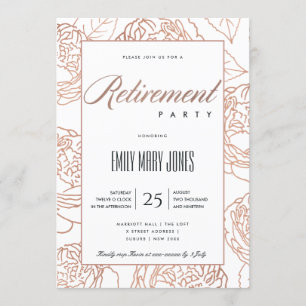 INVITATION RETRAITE FLORALE DE L'OR ROSE ROSE ROSE BLANC LUX