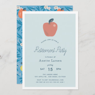 Invitation Retraite florale d'un enseignant bleu Apple