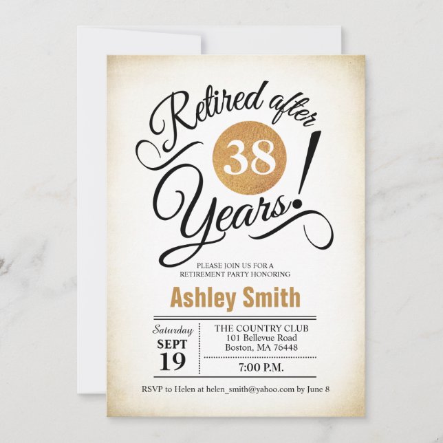 Invitation Retraite - Gold White Retro (Devant)