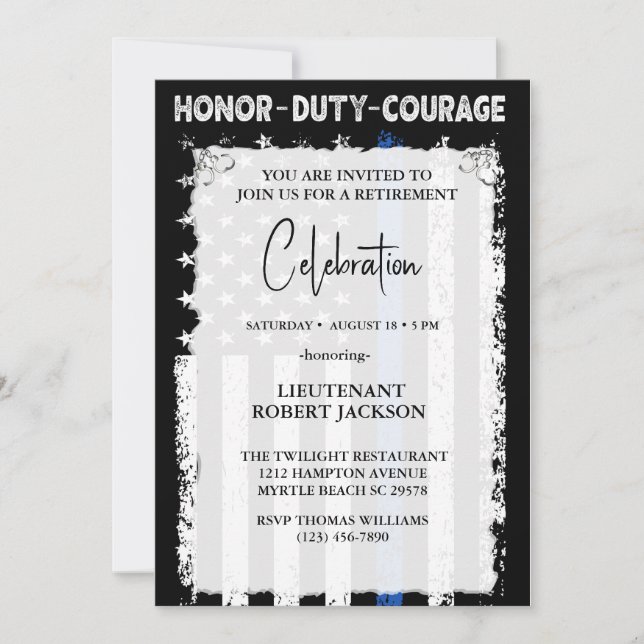 Invitation Retraite Graduation Anniversaire Agent de Police (Devant)