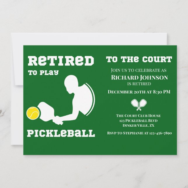 Invitation Retraité Jouer Pickleball Homme Sports Green (Devant)