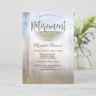Invitation Retraite métallique moderne Faux Gold Diamonds