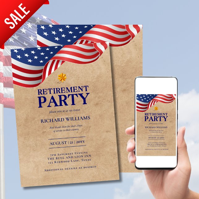 Invitation RETRAITE MILITAIRE Feuille de chêne d'or Colonel U (Créateur téléchargé)