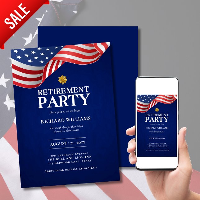 Invitation RETRAITE MILITAIRE Feuille de chêne d'or Colonel U (Créateur téléchargé)