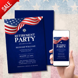 Invitation RETRAITE MILITAIRE Feuilles de chêne d'argent gros