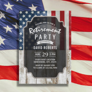 Invitation Retraite militaire patriotique USA Drapeau Bois ru