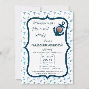 Invitation Retraite nautique Photo et Ancre Bleu marine