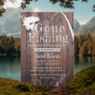 Invitation Retraité Pêche Rustique Bois Retraite