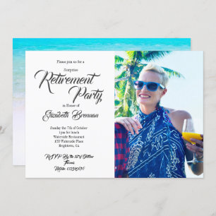 Invitation Retraite Photo Plage Moderne Style Typographie