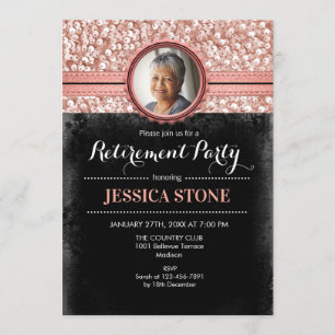 Invitation Retraite photo - Rose Gold Black