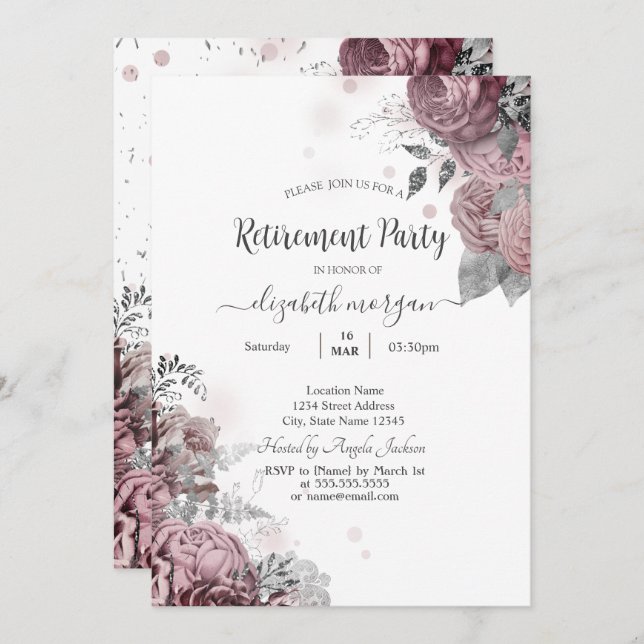 Invitation Retraite Rose Chic Blush (Devant / Derrière)
