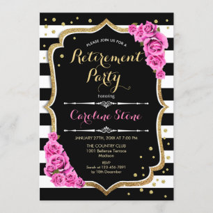 Invitation Retraite - Roses roses roses blanches noires