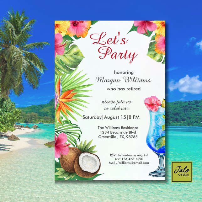 Invitation Retraite Tropical Summer Dine & Cocktail Party (Créateur téléchargé)