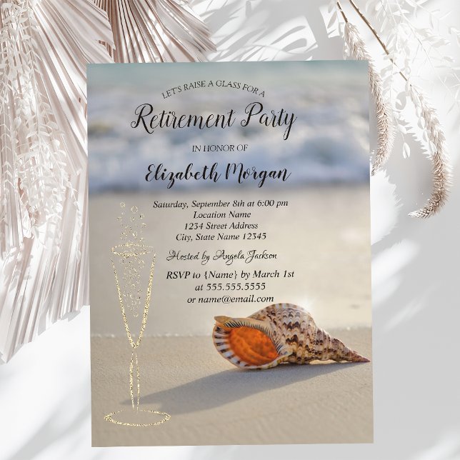 Invitation Retraite Verre de sable de plage (Créateur téléchargé)