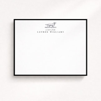 Invitation Retriever Dog Sketch Black Border Note Card
