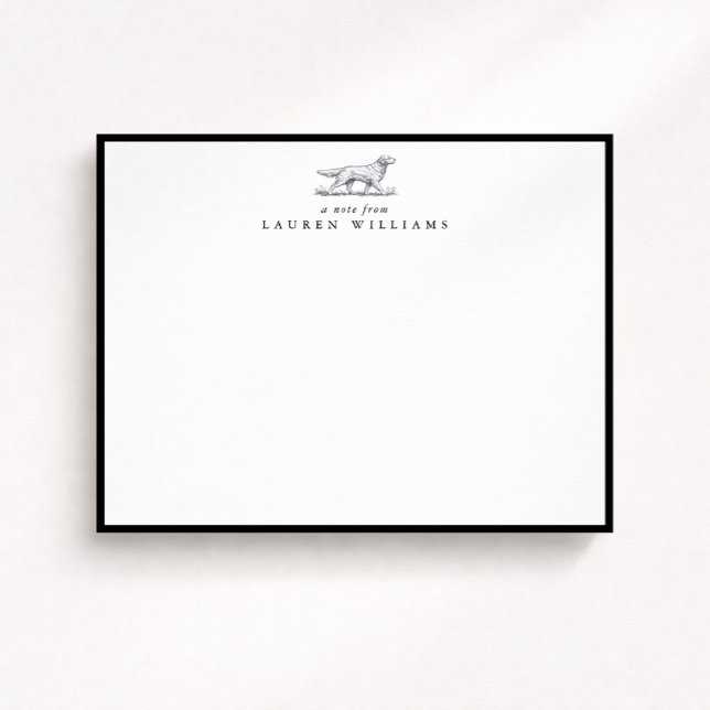 Invitation Retriever Dog Sketch Black Border Note Card (Créateur téléchargé)