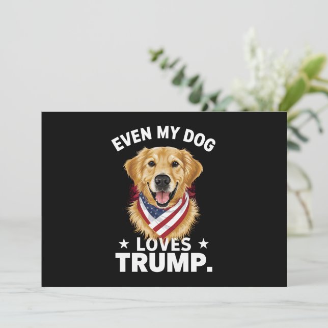 Invitation Retriever Même Mon Chien Aime Trump USA Drapeau (Debout devant)