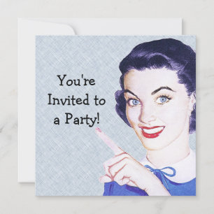 Invitation Rétro 1950 Pointing Woman