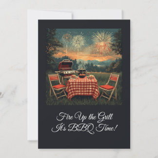 Invitation Retro 1950s Backyard BBQ Scene – Nostalgic 4th of